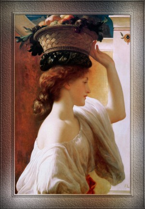 A Girl With A Basket Of Fruit by Lord Frederic Leighton